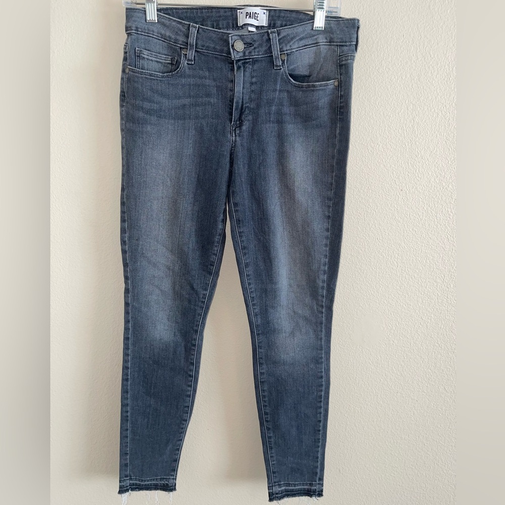 Paige Women’s Black Wash Verdugo Ankle Raw Hem Skinny‎ Jeans size 30